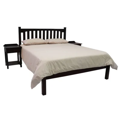 3 Piece dbl bed set (Bud SB bed & 2 PJ pedestals) Pine Mahogany