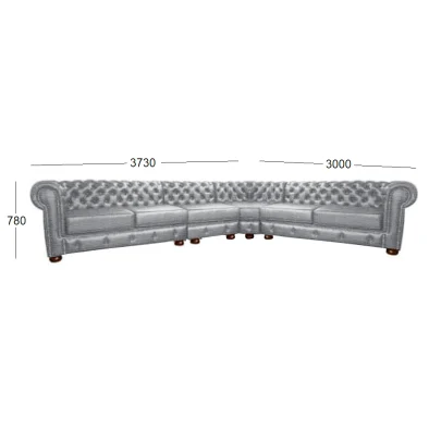 CHESTERFIELD 6 SEATER CNR FABRIC WITH DIMENSION