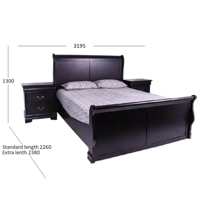 CINDY SLEIGH BED SET KING with DIMENSIONS