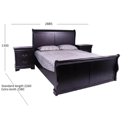CINDY SLEIGH BED SET QUEEN with DIMENSIONS