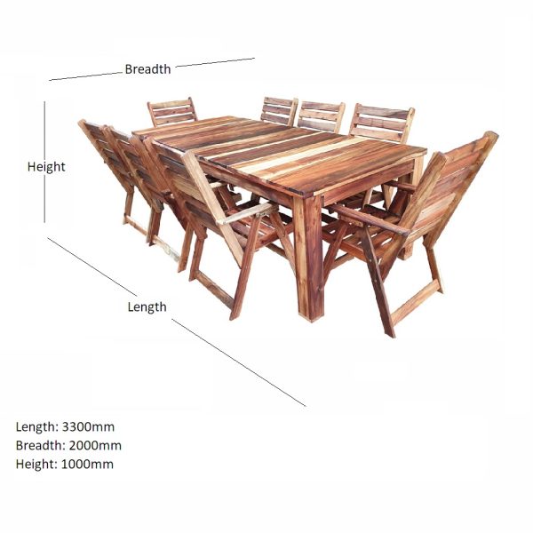 Patio 9 pc dining set - Blackwood with dimension