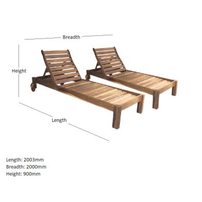 SUN LOUNGER SET WITH DIMENSIONS