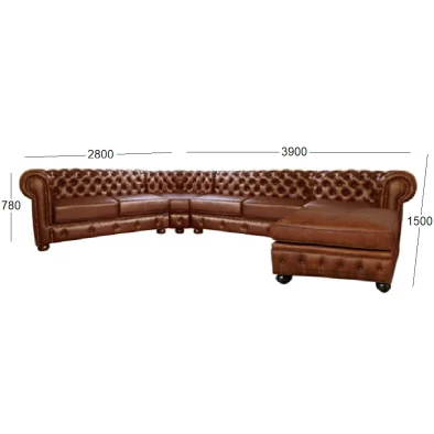 CHESTERFIELD 6 SEATER CNR WITH CHAISE LL WITH DIMENSIONS