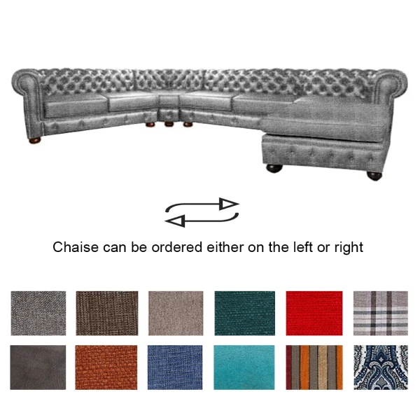 Chesterfield corner 2+cnr+2+chaise fabric various colours