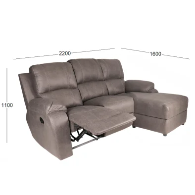 PREMIER 3 SEATER WITH CHAISE FABRIC WITH DIMENSIONS