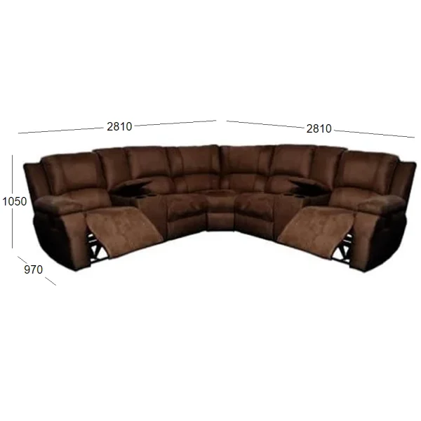 PREMIER 5 SEATER 2 ACTION 2 CONSOLE WITH DIMENSIONS FABRIC