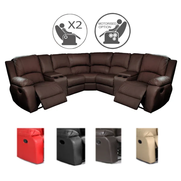 Premier-5-seater-2-action-with-2-x-consoles 2 motor -LEATHERETTE various-colours