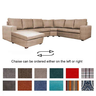 Mod 6 seater corner with chaise fabric various colours