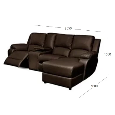 PREMIER 3 SEATER WITH CONSOLE & CHAISE LL WITH DIMENSION