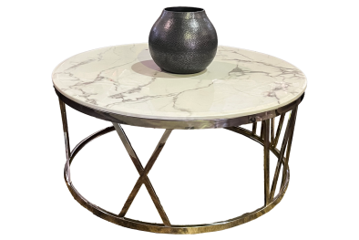 Marble and Stainless steel 1000mm Round coffee table