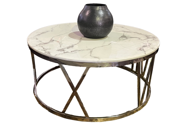 Marble and Stainless steel 1000mm Round coffee table