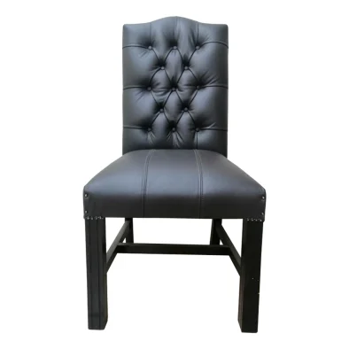 EMPIRE BUTTON DINING CHAIR LEATHER CHOCCO