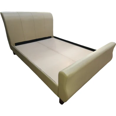 Sleigh bed Queen XL Full Leather Latte