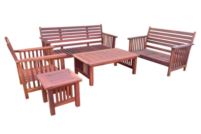 Solid Hardwood Teak 6 seater 5 Piece Set Special (Morris 1, 2 & 3 seater, Coffee table & Side table) (cushions sold separately)