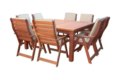 Solid Hardwood Teak 8 Seater Patio Dining Set Special (1700mm Square table & 8 Highback Chairs)