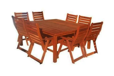 Solid Hardwood Teak 8 Seater Patio Dining Set Special (1700mm Square table & 8 Highback Chairs) Excl Cushions