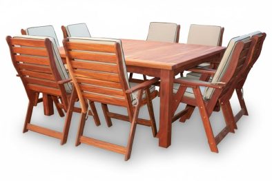 Solid Hardwood Teak 8 Seater Patio Dining Set Special (1700mm Square table & 8 Highback Chairs)