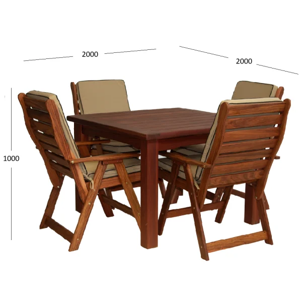 Zambezi 4 seater dining set special with dimensions