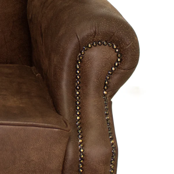 CLASSIC WING BACK LEATHER EXOTIC WOODLANDS BROWN ARM
