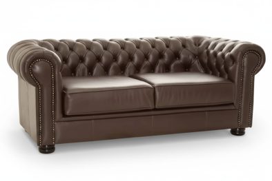 Genuine Full Leather Chesfield 2 Seater 2100 wide - D.Brown (XL deep seat)