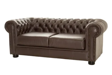 Genuine Full Leather Chesfield 2 Seater 2100 wide - D.Brown (XL deep seat)