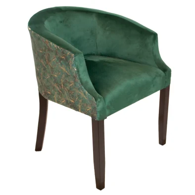 Occasional tub chair - Green velvet embossed - Left front 45°