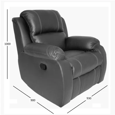 Prime Recliner Air PU Brown left front 45° with dimension