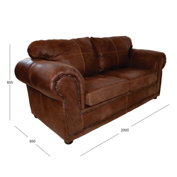 Afrique XL 2 Seater Couch Exotic Leather Woodland Brown