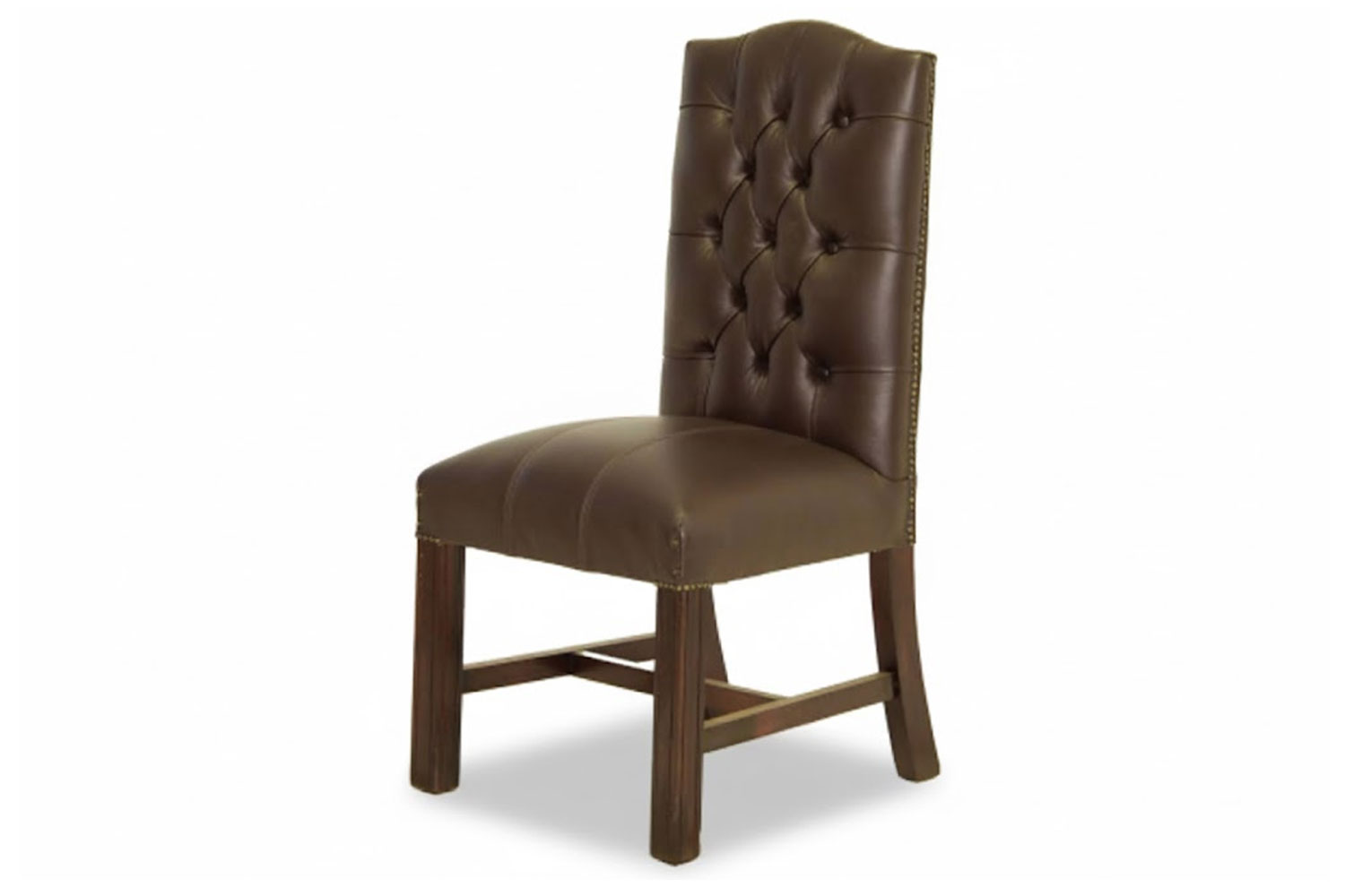 EMPIRE BUTTON DINING CHAIR BONDED LEATHERETTE BROWN
