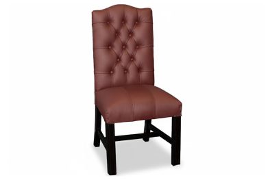 Genuine Full Leather Empire Button Dining Chair Santos Saffron