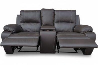 Premier 2 seater 2 action + Console leather brown
