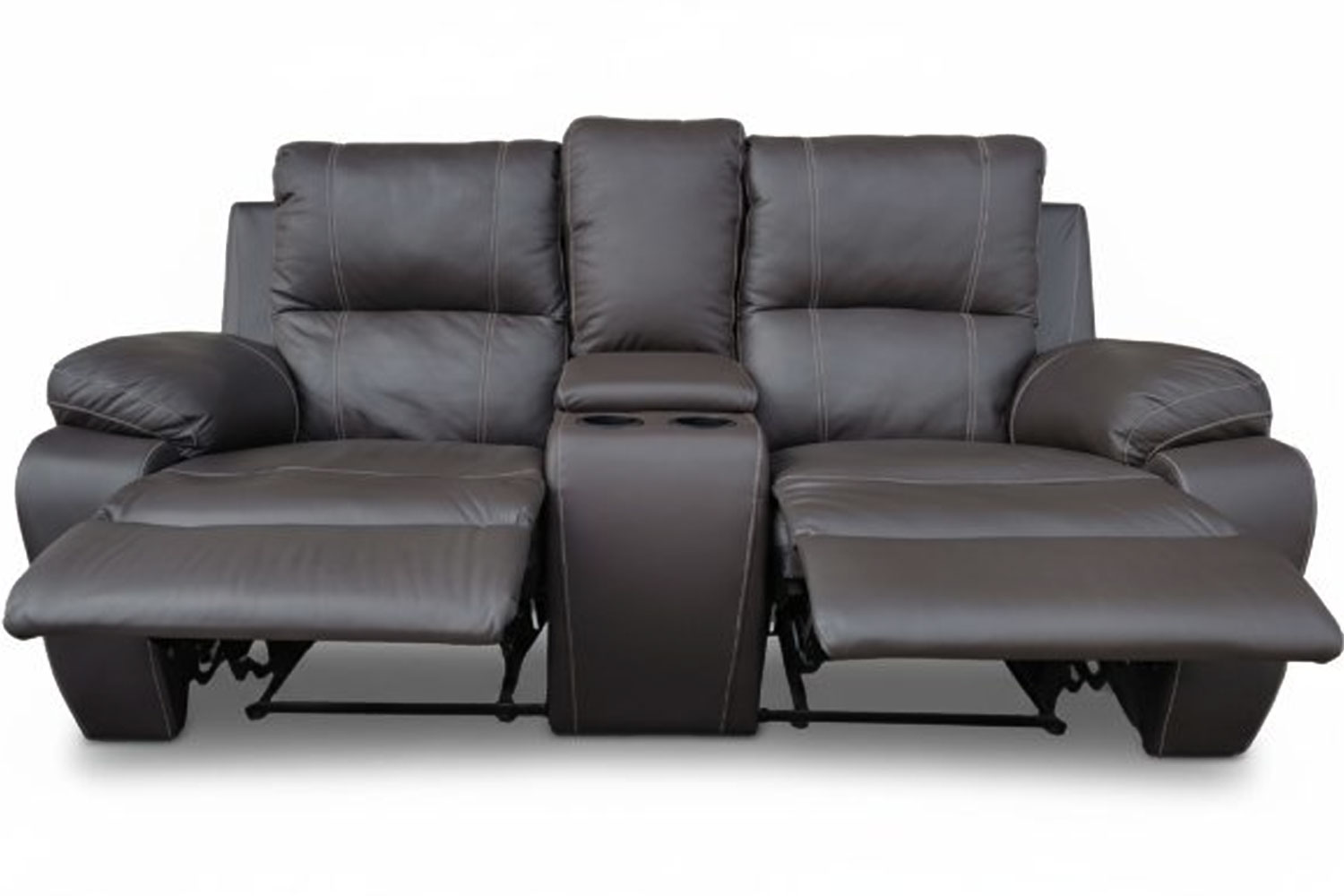 Premier 2 seater 2 action + Console leather brown