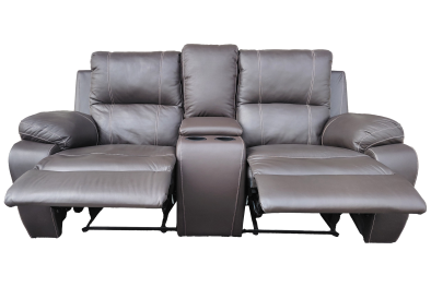 Premier 2 seater 2 action + Console leather brown