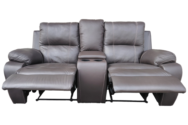 Premier 2 seater 2 action + Console leather brown