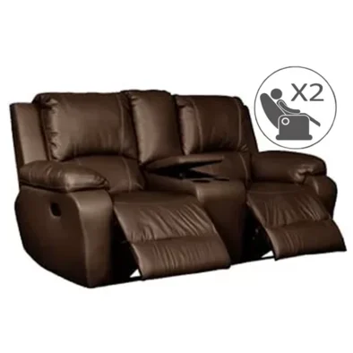 Premier 2 seater 2 action plus console Leather brown