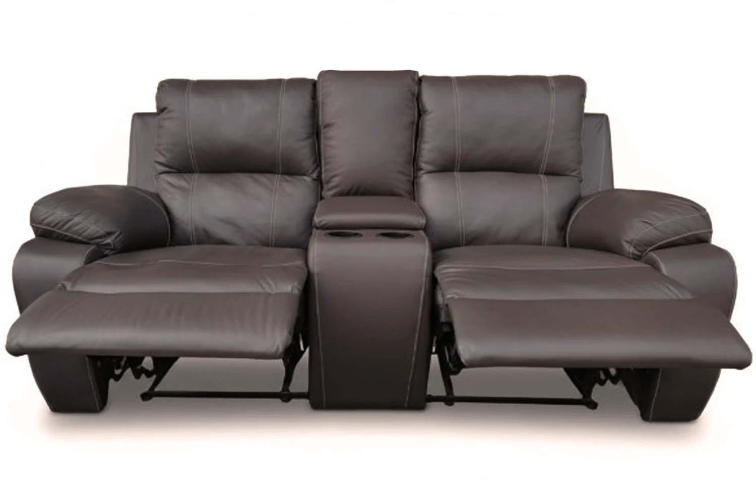 Premier 2 seater 2 action + Console leather brown