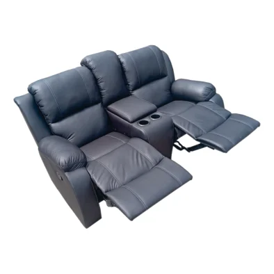 Prime 2 Seater 2 Action Recliner + Console Recliner Air PU Black