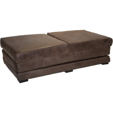 Sleeper Ottoman Double Exotic Full Leather Brown