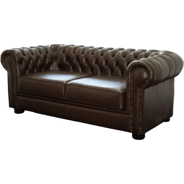 Chesfiled 2 seater Full leather D-Brown
