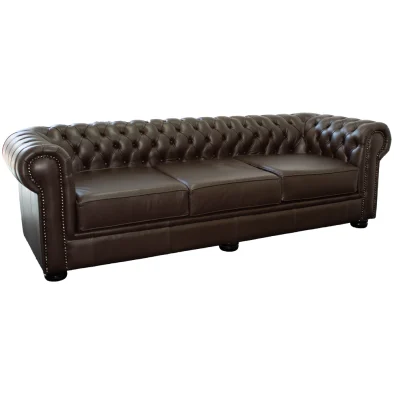 Chesfiled 3 seater Full leather D-Brown