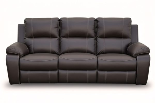 Genuine Full Leather Premier 3 Seater Couch Non-Reclining, Static – Brown