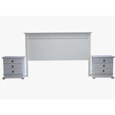 3 Piece Set Special (Grandeur Queen Headboard & 2 Grandeur 3 drawer pedestals) Painted White