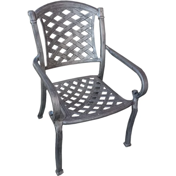 King Aluminium dining chair silver on Black