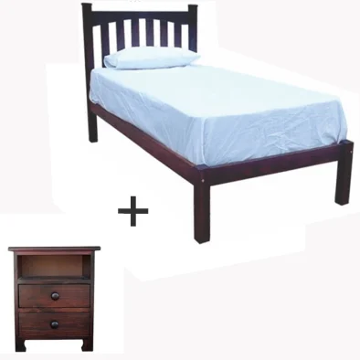 Pine Bed set Single Mahogany