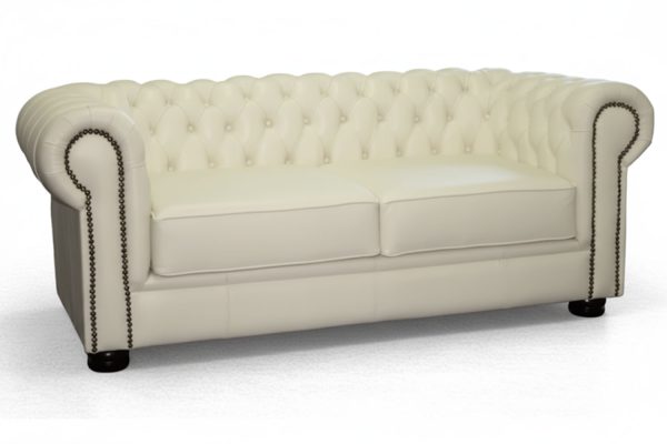 Genuine Full Leather Chesfield 2 Seater 2100 wide – Clifton Sand (XL deep seat)