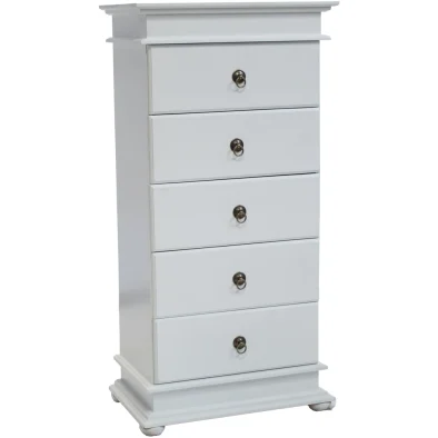 Grandeur 5 Drawer Tallboy painted white