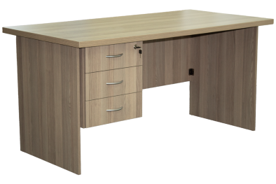 Impact Desk 3 Drawer with lock (1500 X 750) Aged Oak