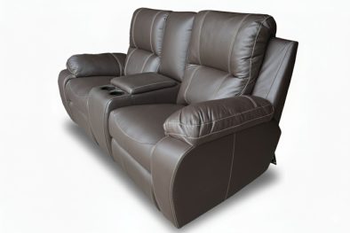 Genuine Full Leather Premier 2 Seater with Console Static, non-reclining - Brown