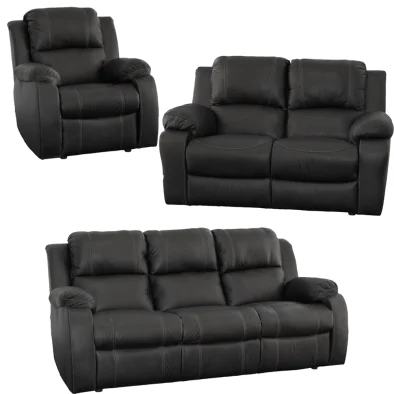 3 PIECE SET SPECIAL (PRIME 1 SEATER, 2 SEATER AND 3 SEATER NON-RECLINING, STATIC) AIR PU Black copy