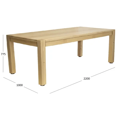 8 Seater Dining Table Cotton Wood with Dimensions